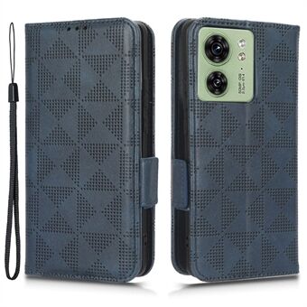 Phone Cover for Motorola Edge 40 5G Imprinted Triangle PU Leather Stand Wallet Case
