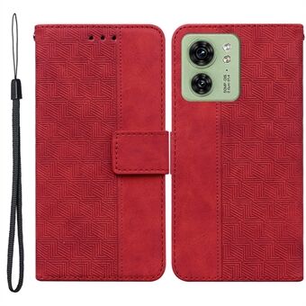 For Motorola Edge 40 5G PU Leather Wallet Stand Phone Shell Geometry Imprinted Mobile Case