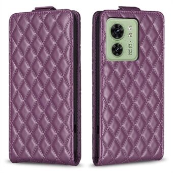 BF30 For Motorola Edge 40 5G Vertical Flip Anti-fall Phone Case Rhombus Imprinted Card Holder Leather Cover