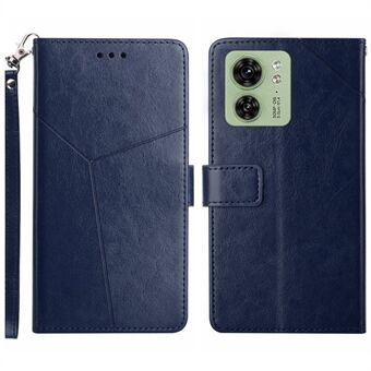 HT01 For Motorola Edge 40 5G Leather Phone Wallet Case Y-shaped Line Imprinted Stand Cover