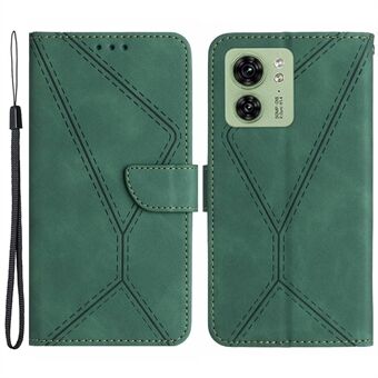 HT05 For Motorola Edge 40 5G Phone Case Imprinted Line Wallet Stand PU Leather Phone Cover