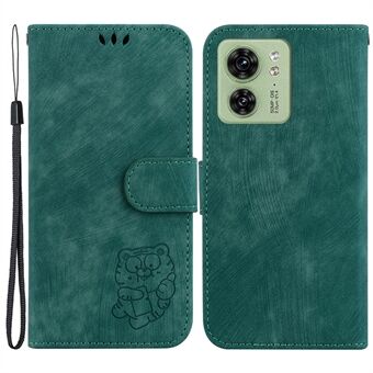 For Motorola Edge 40 5G Lovely Tiger Imprint Flip Cover Leather Wallet Stand Phone Case