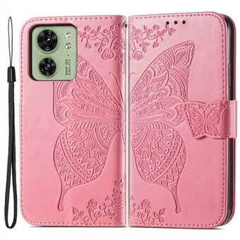 For Motorola Edge 40 5G PU Leather Wallet Stand Case Butterfly Imprint Cell Phone Cover