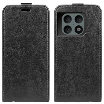 Vertical Flip Crazy Horse Texture Magnetic Closure Good Protection Leather Phone Case with Card Slot for OnePlus 10 Pro 5G - Black