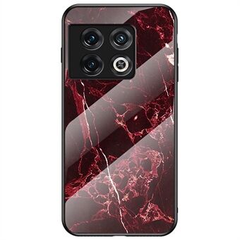 For OnePlus 10 Pro 5G Marble Pattern Tempered Glass + PC Hard Back Flexible TPU Frame Phone Case Cover