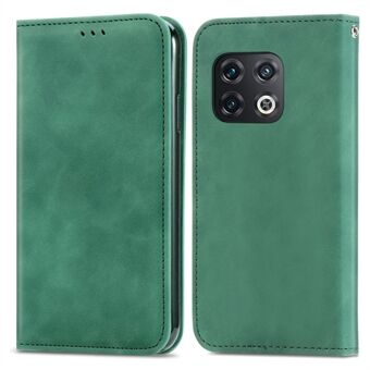 For OnePlus 10 Pro 5G Retro Card Slots Case Skin-Touch Feeling Leather Hidden Magnetic Adsorption Shockproof Flip Stand Cover