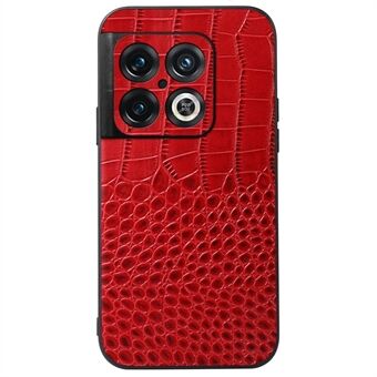For OnePlus 10 Pro 5G Crocodile Texture Genuine Cowhide Leather Coated PC + TPU Phone Case Shell