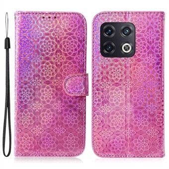 PU Leather Dazzling Flower Pattern Case for OnePlus 10 Pro 5G, Magnetic Clasp Phone Stand Wallet Cover