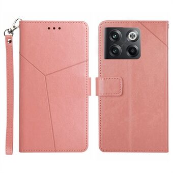 For OnePlus 10T 5G / Ace Pro 5G HT01 PU Leather Wallet Stand Case Imprinted Y-Shaped Lines Well-protected Phone Cover