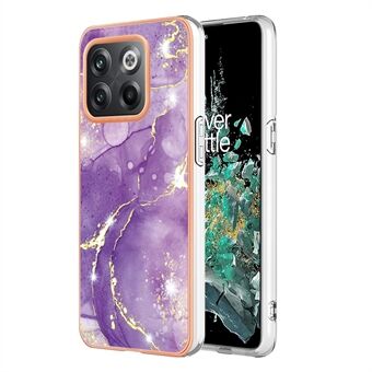 For OnePlus 10T 5G / Ace Pro 5G YB IMD Series-2 Marble Pattern Phone Case Electroplating Frame Soft TPU IMD Anti-Fingerprint Cover