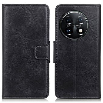 For OnePlus 11 5G Crazy Horse Texture Scratch-resistant Phone Case Wallet Stand PU Leather Cell Phone Cover