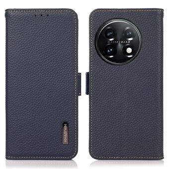 KHAZNEH Phone Case for OnePlus 11 5G RFID Blocking Stand Wallet Litchi Texture Genuine Leather Shockproof Flip Phone Cover