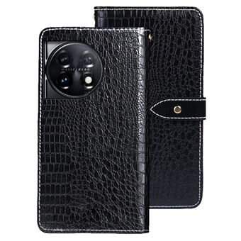 IDEWEI For OnePlus 11 5G Anti-scratch Phone Flip Cover Crocodile Texture PU Leather Magnetic Closure Wallet Stand Phone Case