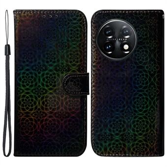 For OnePlus 11 5G Drop-proof Phone Case Dazzling Flower Pattern Wallet Stand PU Leather Phone Cover