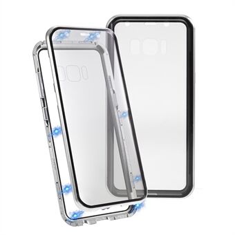 Anti-spy Full Covering Magnetic Metal Frame + Tempered Glass Phone Cover for Samsung Galaxy S8