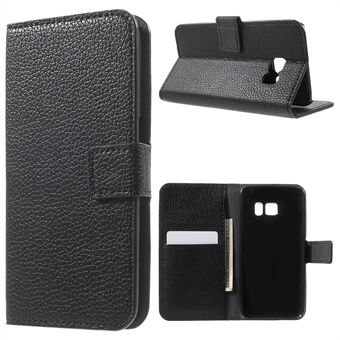 Litchi Wallet Stand Leather Case for Samsung Galaxy S7 - Black