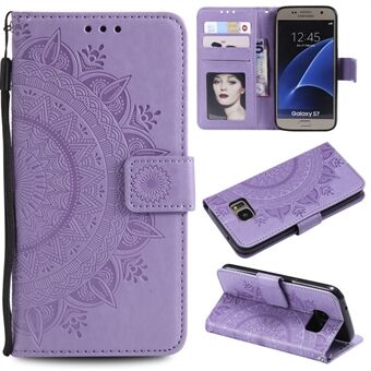Imprint Flower Magnetic Leather Stand Case for Samsung Galaxy S7 SM-G930