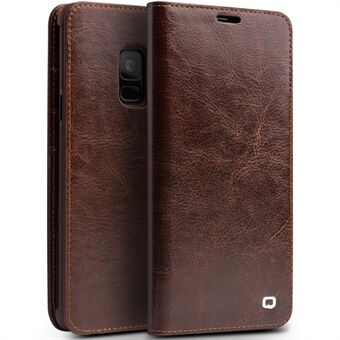 QIALINO Genuine Cowhide Leather Wallet Cover Shell for Samsung Galaxy S9 SM-G960