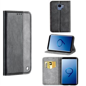 Auto-Absorbed Business Style Bi-color Leather Cover Stand Case with Card Slot for Samsung Galaxy S9