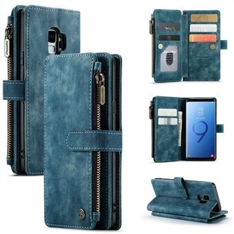 CASEME C30 Series for Samsung Galaxy S9 Supporting Stand Design PU Leather Phone Case Shockproof Zipper Pocket Wallet Phone Cover