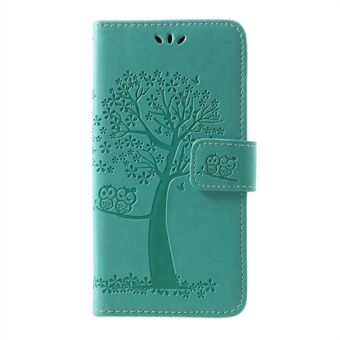 Imprint Tree Owl Pattern PU Leather Wallet Case for Samsung Galaxy S10