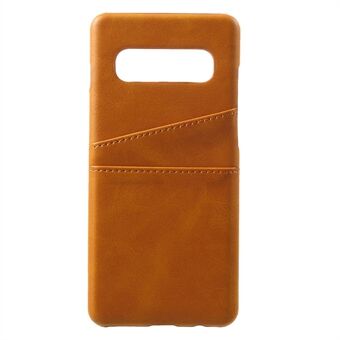 For Samsung Galaxy S10 PU Leather Coated PC Hard Casing with 2 Card Slots