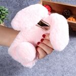 Rabbit Shape Fluffy Fur Coated Rhinestone TPU Case for Samsung Galaxy S10