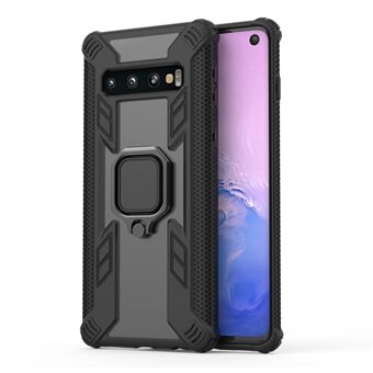 Warrior Style Rotating Ring Kickstand PC+TPU Protective Back Case for Samsung Galaxy S10