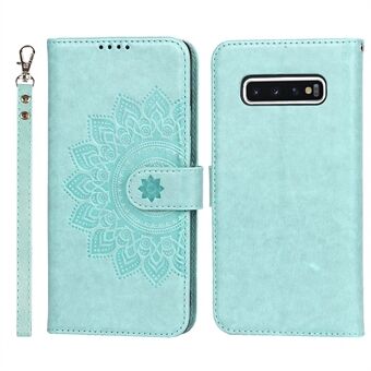 R61 Texture Felled Seam Phone Case Pattern Imprinted Stylish PU Leather Wallet Cover with Stand for Samsung Galaxy S10