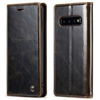 CASEME 003 Series For Samsung Galaxy S10 4G Full Protection Phone Case Waxy Texture Magnetic Closure PU Leather Flip Wallet Cover Stand