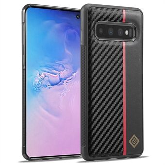 LC.IMEEKE For Samsung Galaxy S10 Scratch Resistant Carbon Fiber Texture Case PU Leather+TPU+EVA Phone Cover