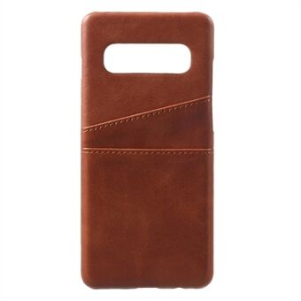 Double Card Slots PU Leather Coated PC Hard Casing for Samsung Galaxy S10 Plus