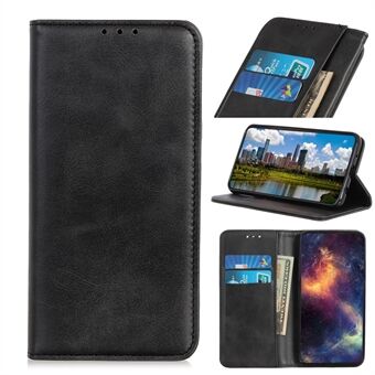 Auto-absorbed Split Leather Wallet Stand Case Shell for Samsung Galaxy S10 Plus - Black