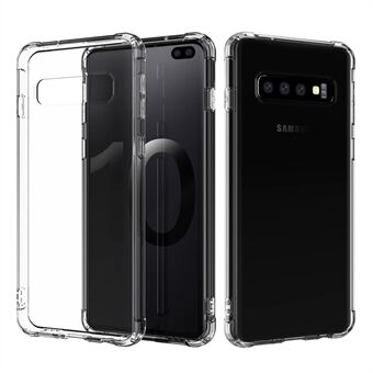 LEEU DESIGN Air Cushion Shockproof TPU Shell with Voice Conversion Jack for Samsung Galaxy S10 Plus - Transparent