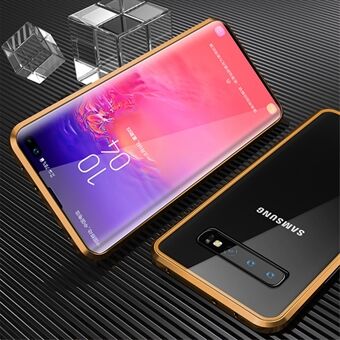 Full Covering Magnetic Metal Frame + Tempered Glass Phone Cover for Samsung Galaxy S10 Plus