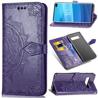 Embossed Mandala Flower Wallet Leather Stand Phone Protection Cover for Samsung Galaxy S10 Plus