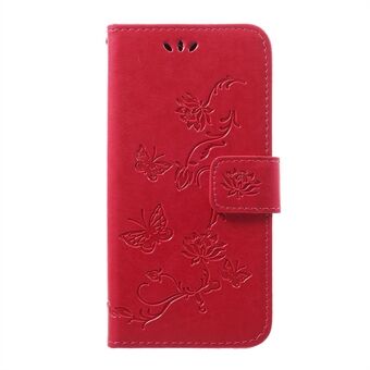 Imprint Butterfly Flower Stand Wallet Leather Shell Case for Samsung Galaxy A40