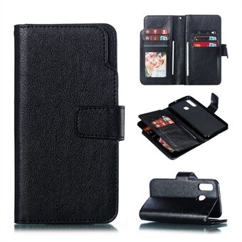 For Samsung Galaxy A40 [9 Card Slots] Crazy Horse Wallet Leather Mobile Case - Black