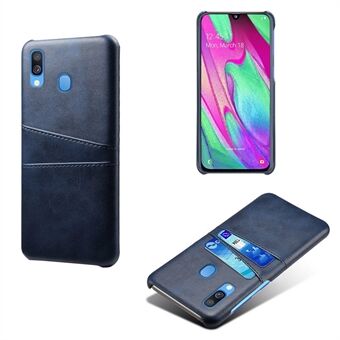 For Samsung Galaxy A40 PU Leather Coated PC Mobile Casing with Dual Card Slots
