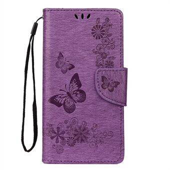 Imprint Butterfly Flower Leather Wallet Cell Phone Case for Samsung Galaxy A40