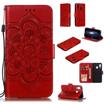 Imprint Mandala Flower Leather Wallet Case for Samsung Galaxy A40