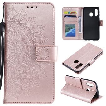 Imprint Mandala Flower Stand Wallet Leather Case for Samsung Galaxy A40