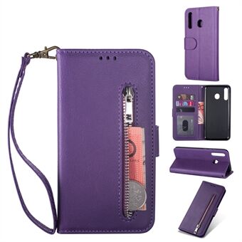 Zipper Wallet Flip Leather Phone Cover with Strap for Samsung Galaxy A40