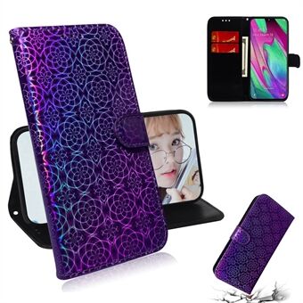 Flower Pattern Leather Wallet Stand Case for Samsung Galaxy A40