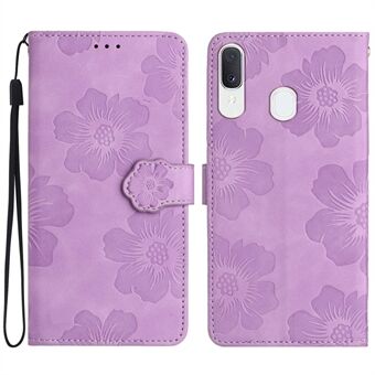 Shockproof Cover for Samsung Galaxy A40 Flowers Imprinted Stand Phone Wallet Leather Case