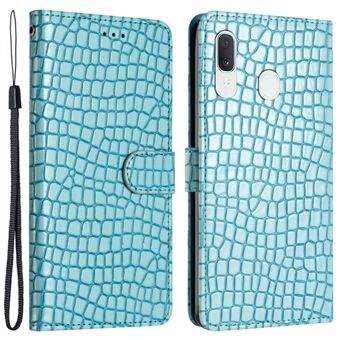 For Samsung Galaxy A40 Full Protection Stand Cover Crocodile Texture Leather Wallet Phone Case with Strap