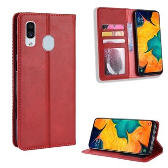 Auto-absorbed Vintage Style PU Leather Wallet Phone Case for Samsung Galaxy A20e