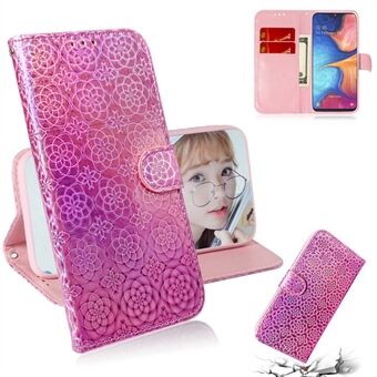 Phone Case for Samsung Galaxy A20e Flower Pattern TPU + PU Leather Stand Wallet Phone Cover Shell
