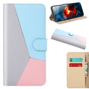 Three-color Splicing PU Leather Wallet Stand Case Covering for Samsung Galaxy A20e