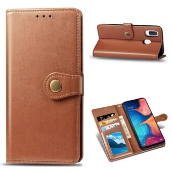 Wallet Stand Phone Shell for Samsung Galaxy A20e Solid Color Leather Case